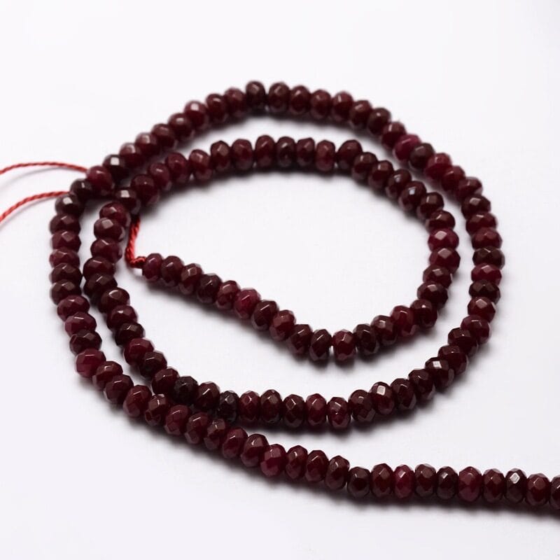 Img_G-E316-2x4mm-20_2 4x2-3mm facetslebet farvet jade dyb rød rondel - Billede 1