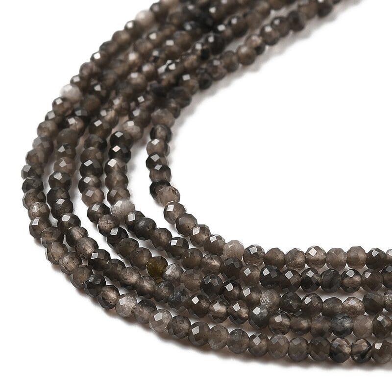 Img_G-E608-A02-A_3 2mm Sølv Obsidian Facetslebet - Billede 1